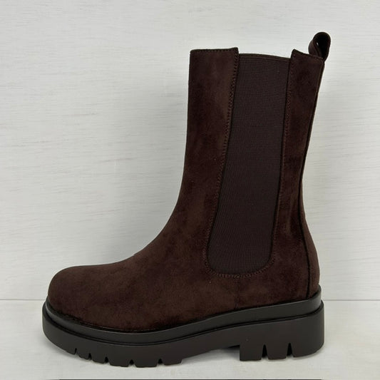 Stoere boots met elastiek bruin