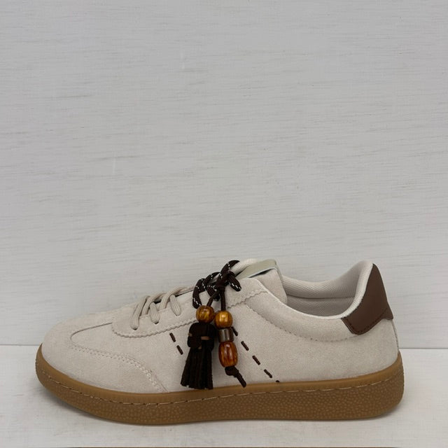 Geweldige retro sneakers met franjes beige