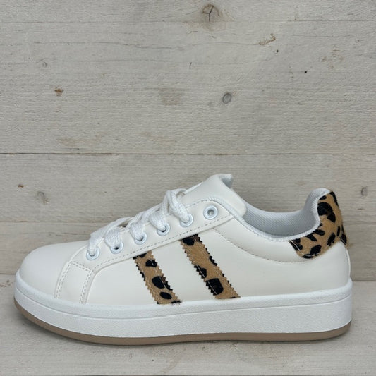 Lage sneakers met panter detail wit