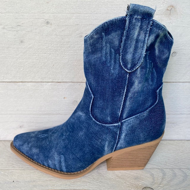 Kort cowboylaarsje jeans blauw