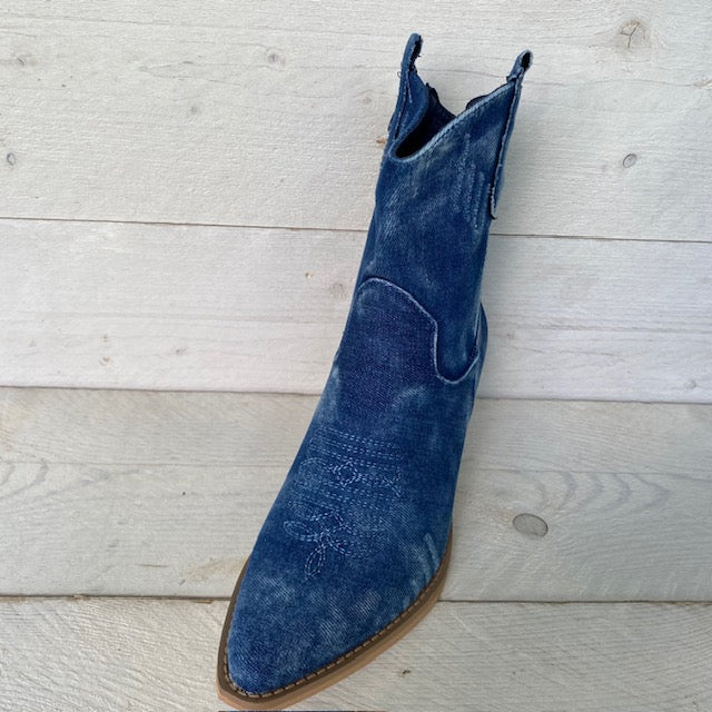 Kort cowboylaarsje jeans blauw