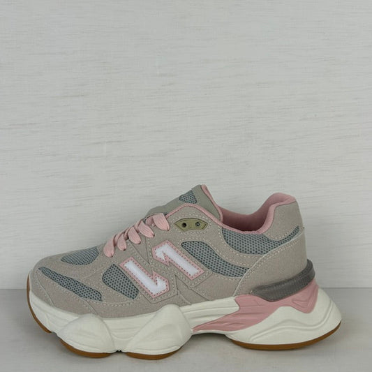 Trendy sneakers met sportieve look roze grijs
