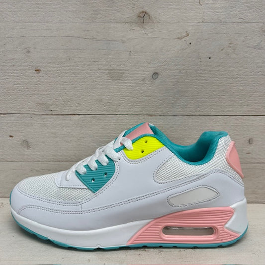 Air sneakers wit groen roze