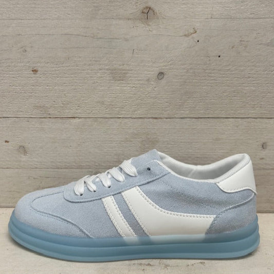 Retro sneakers met gekleurde zool blauw