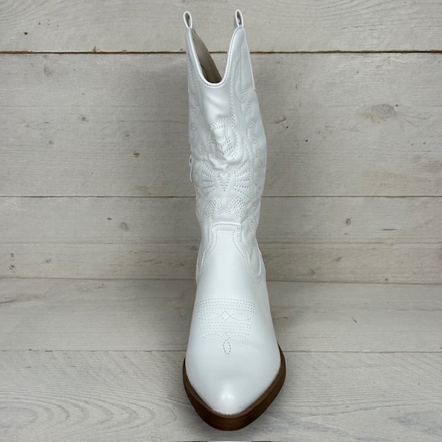 Gave leatherlook cowboylaars wit