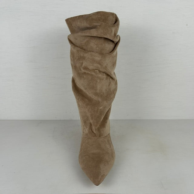 Slouchy laarzen met naaldhakje beige