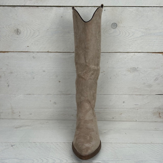 Gave hoge suèdine cowboylaars khaki
