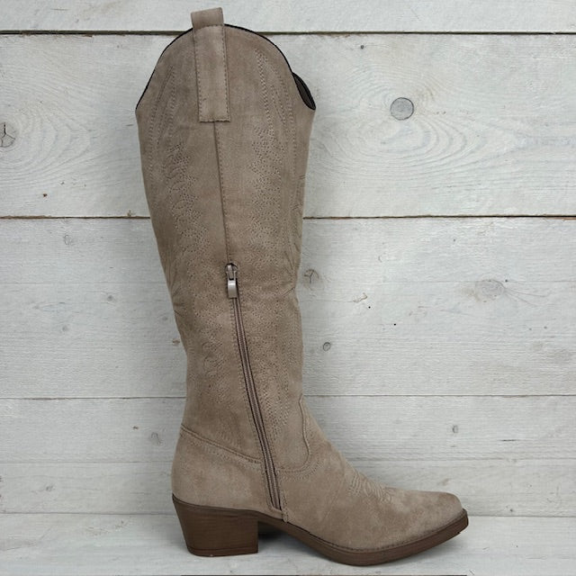 Gave hoge suèdine cowboylaars khaki