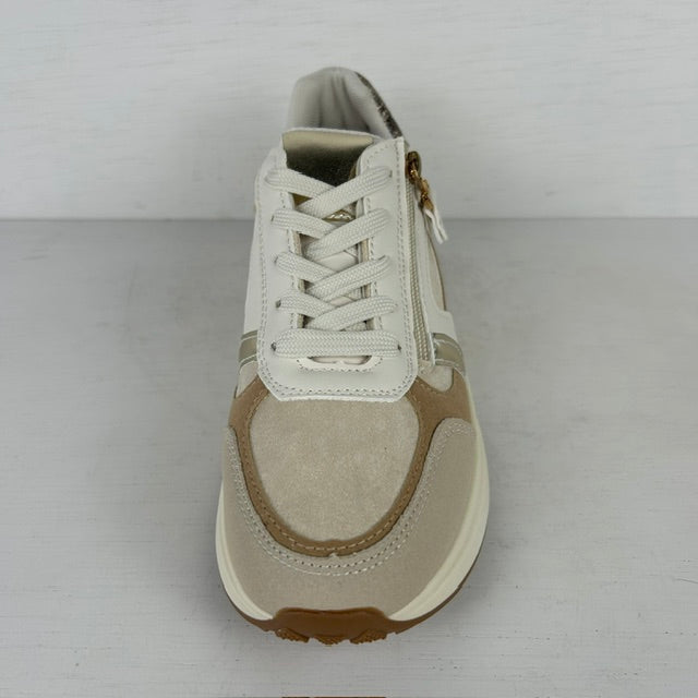 Casual sneakers met ritsje beige
