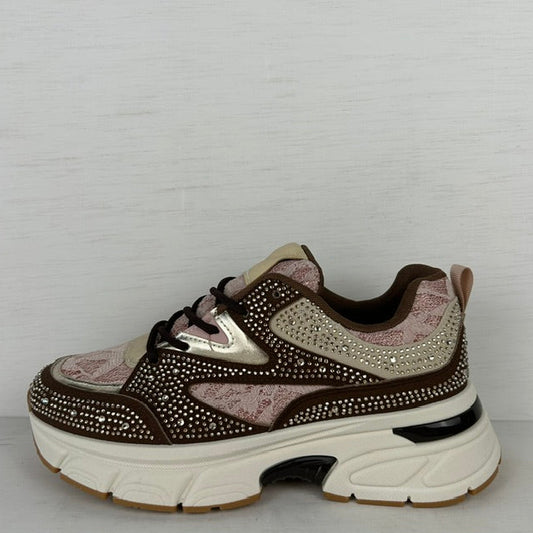 Shiny sneakers met leuk design bruin