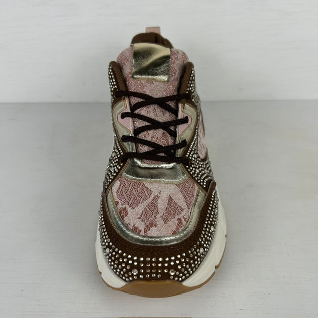 Shiny sneakers met leuk design bruin