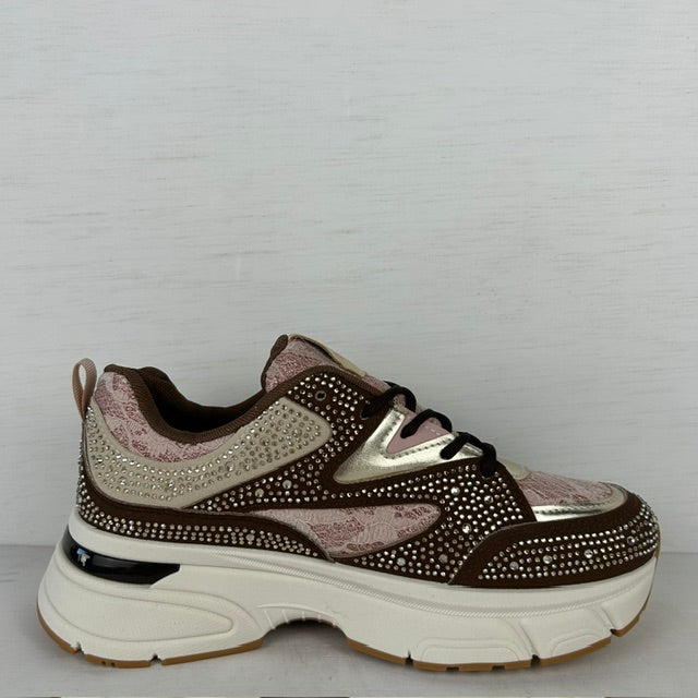 Shiny sneakers met leuk design bruin