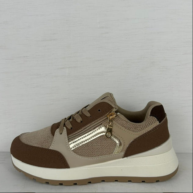 Leuke sneakers met ritsje khaki