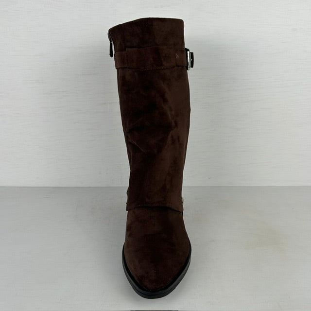 Stoere cowboylaarzen met sierlijke flap bruin