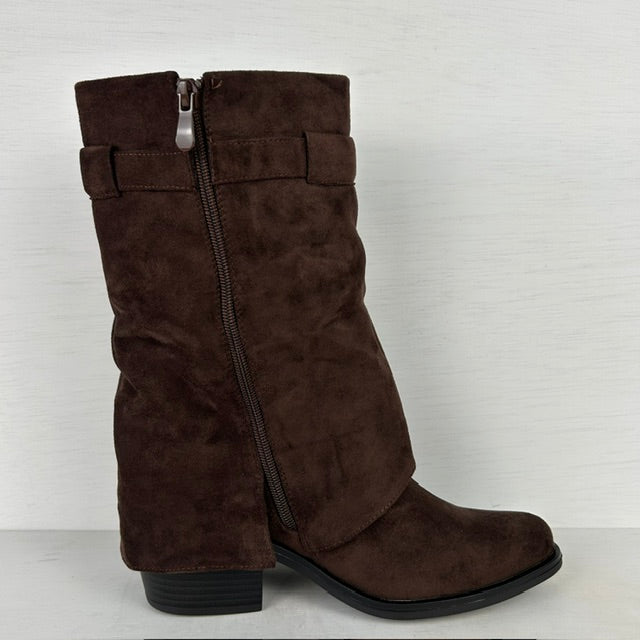 Stoere cowboylaarzen met sierlijke flap bruin