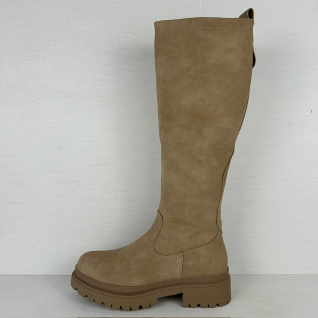 Gave leatherlook laarzen met stoere zool khaki