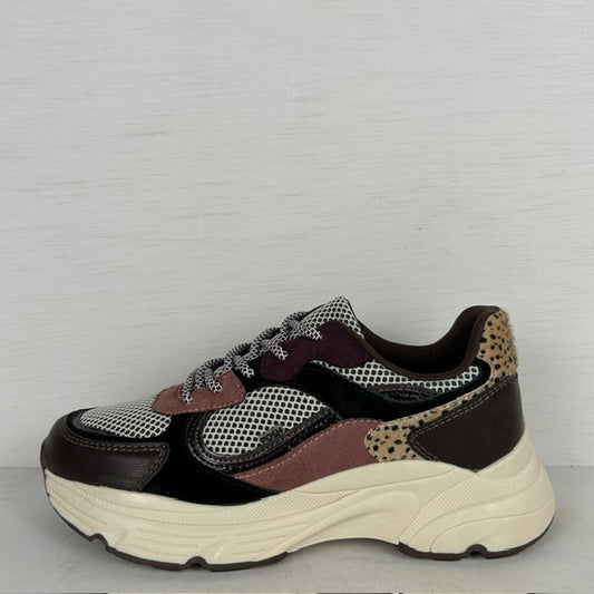 Posh by Poelman sneakers bordeaux with taupe combi