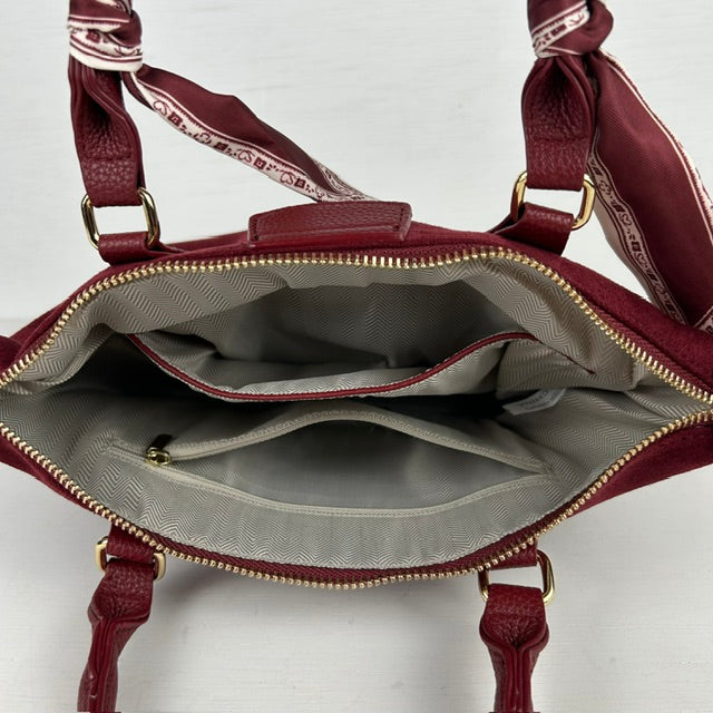 Suèdine handtas met sjaaltje rood klein