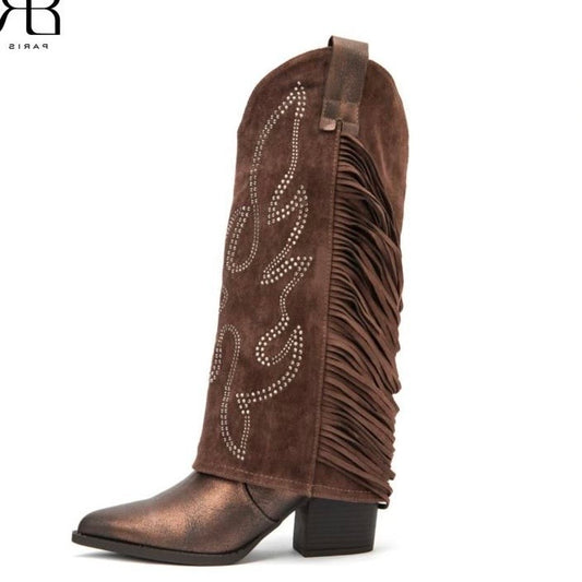 Trendy cowboylaarzen met gave flap bruin