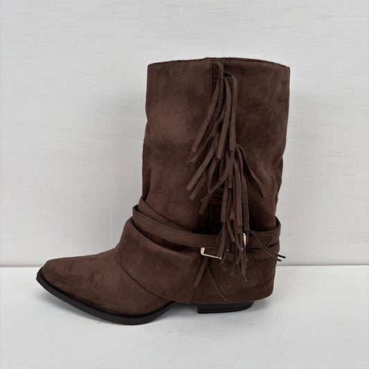 Cowboylaarsje met franjes bruin