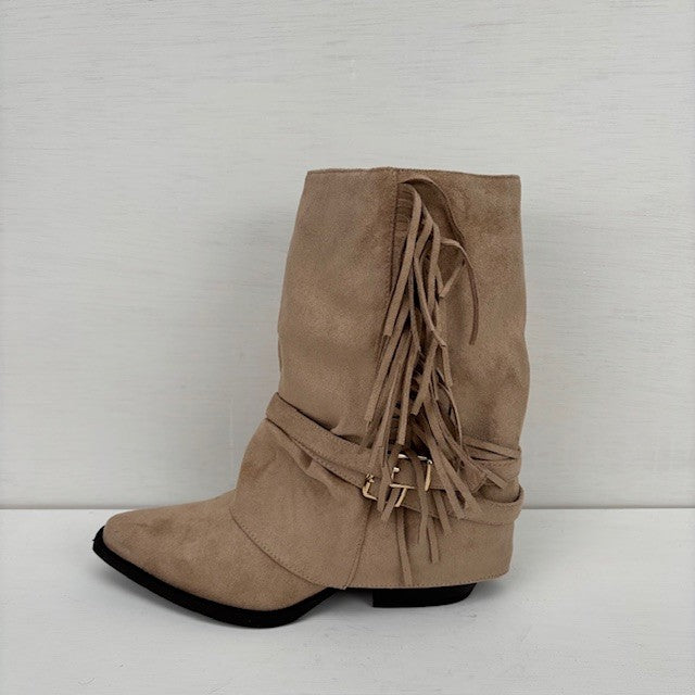 Cowboylaarsje met franjes khaki