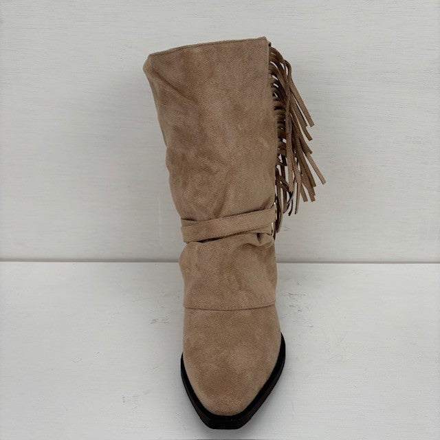 Cowboylaarsje met franjes khaki