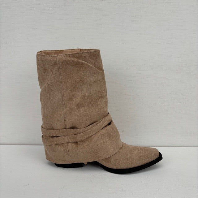 Cowboylaarsje met franjes khaki