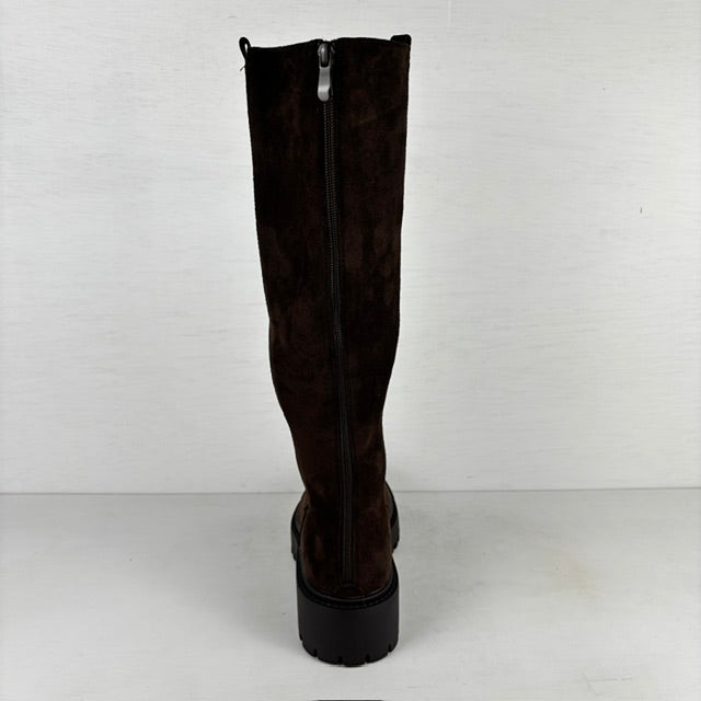 Stoere hoge suedine boots met elastiek bruin