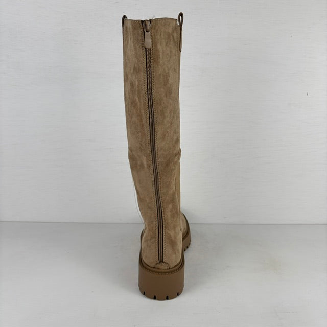 Stoere hoge suedine boots met elastiek khaki
