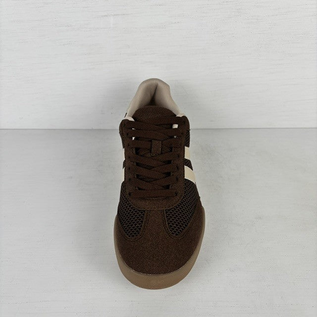 Trendy sneakers met retrozool bruin