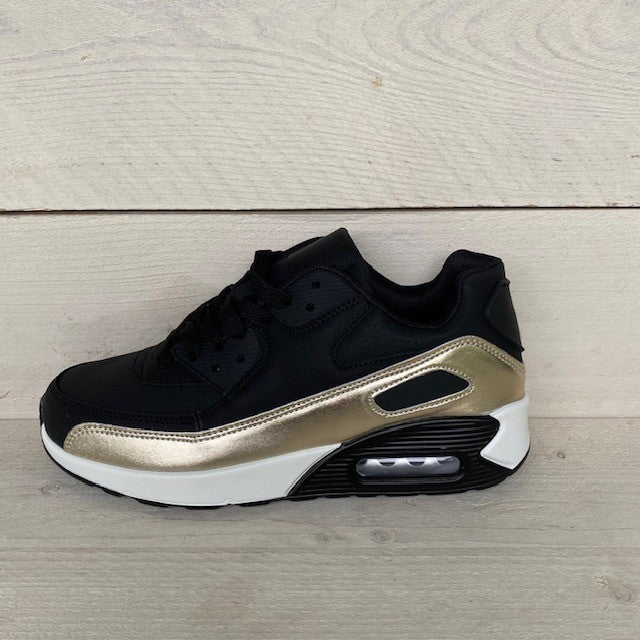 Air sneaker zwart goud (verkrijgbaar van maat 36 t/m 45)