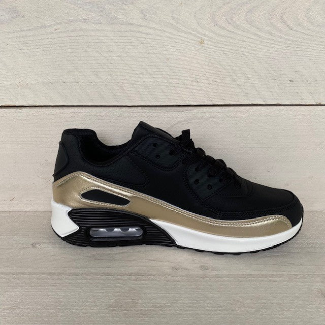 Air sneaker zwart goud (verkrijgbaar van maat 36 t/m 45)