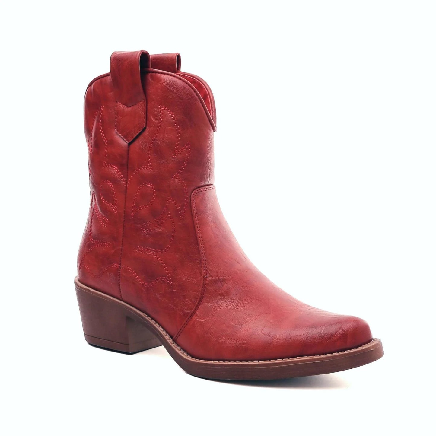 Leatherlook cowboylaars rood