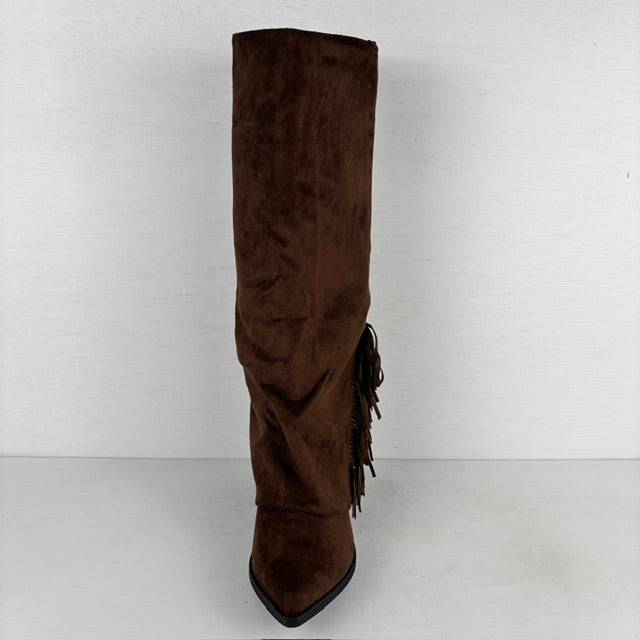 Gave cowboylaarzen met flap en franjes bruin