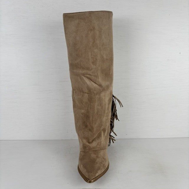 Gave cowboylaarzen met flap en franjes khaki
