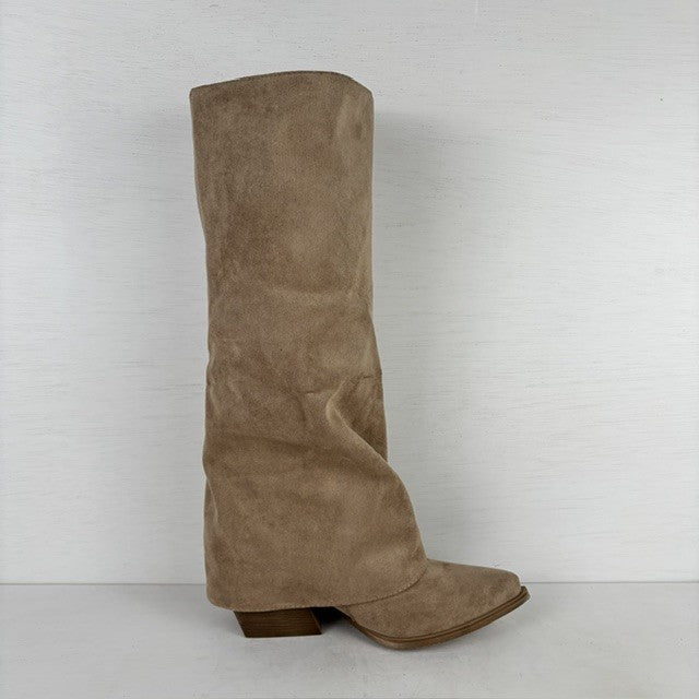 Gave cowboylaarzen met flap en franjes khaki