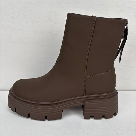 Lage leatherlook boots bruin