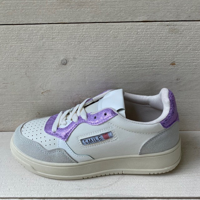 Smile sneakers grijs/ purple