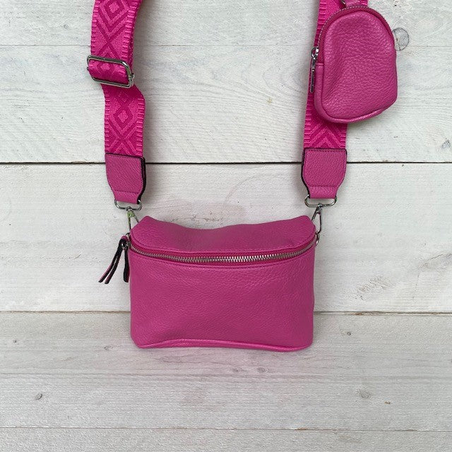 Crossbody tasje met klein portemonneetje roze