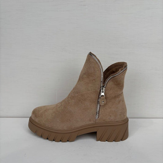 Enkellaarsje met sierrits khaki