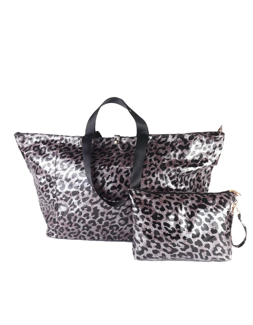 Panter shopper met binnentas zwart