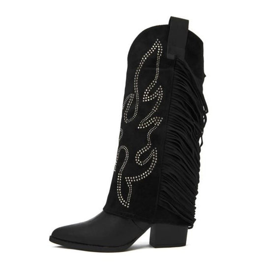 Trendy cowboylaarzen met gave flap zwart