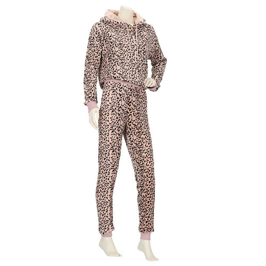 Lounge set leopard roze