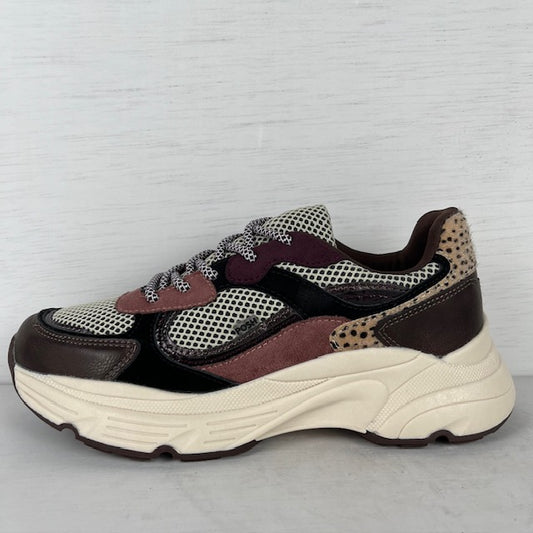 Posh by Poelman sneakers bordeaux with taupe combi