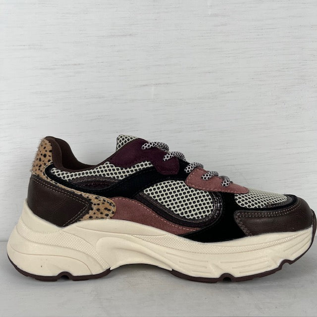 Posh by Poelman sneakers bordeaux with taupe combi