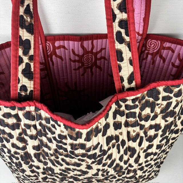Reversible shopper roze & panter