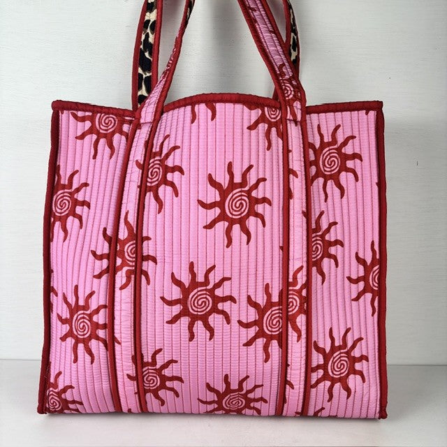 Reversible shopper roze & panter