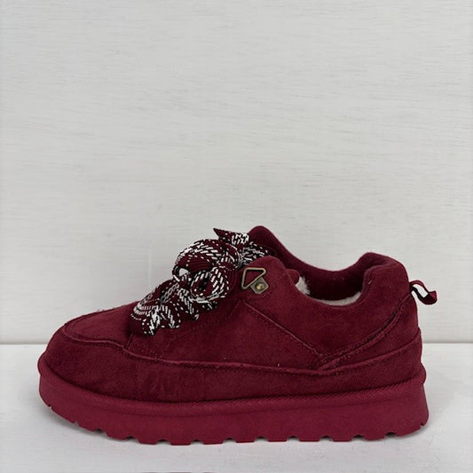 Furry uggie sneakers red wine