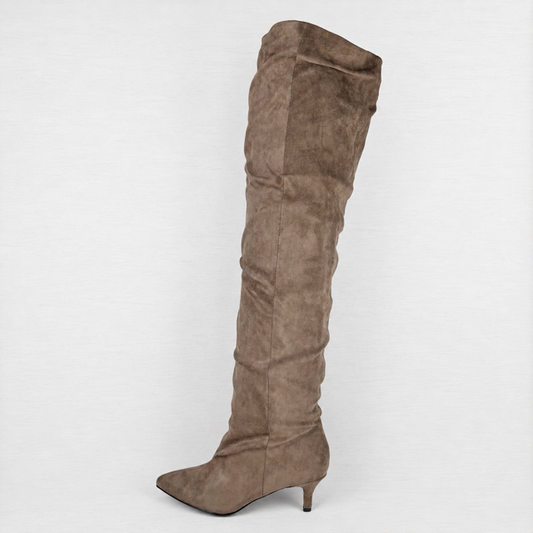 Overknee suedine laarzen khaki