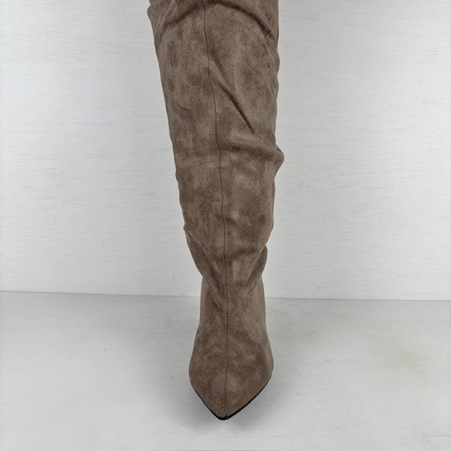 Overknee suedine laarzen khaki